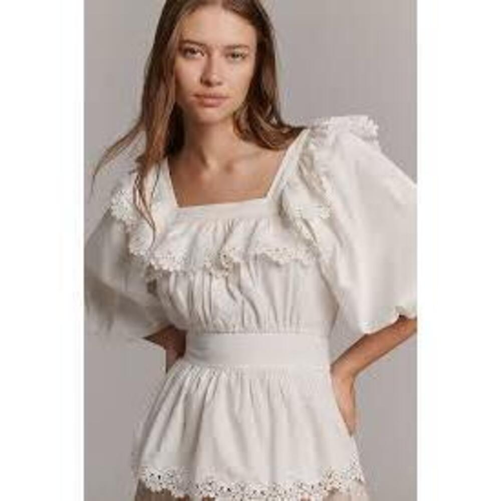 Maeve Peplum Eyelet Blouse XL NWT